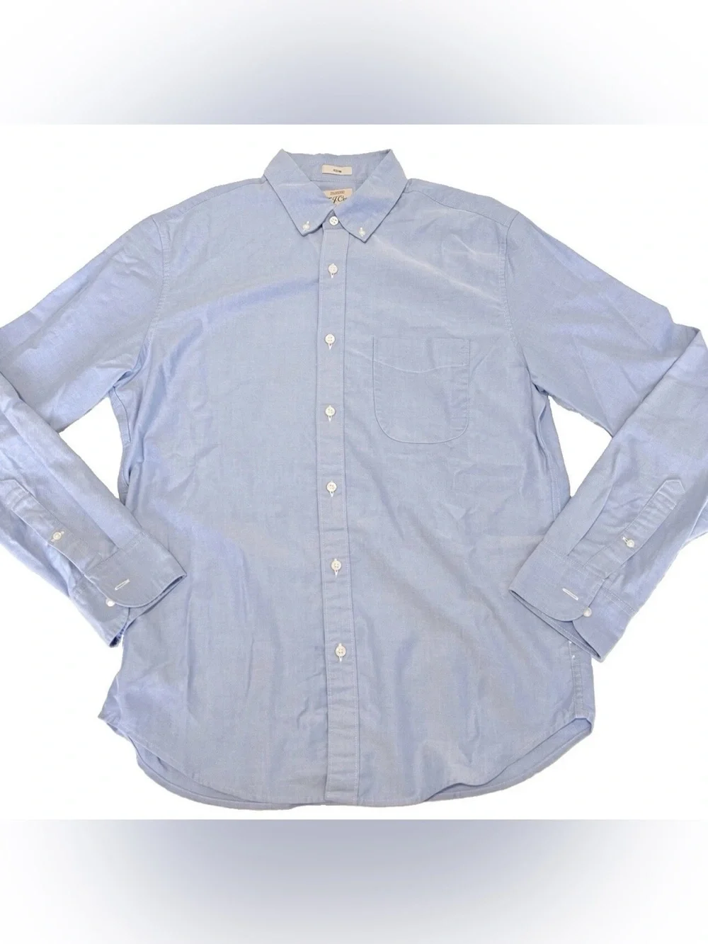 Woven For J.Crew All Cotton Oxford Button Up Shirt Slim Fit Blue Mens M